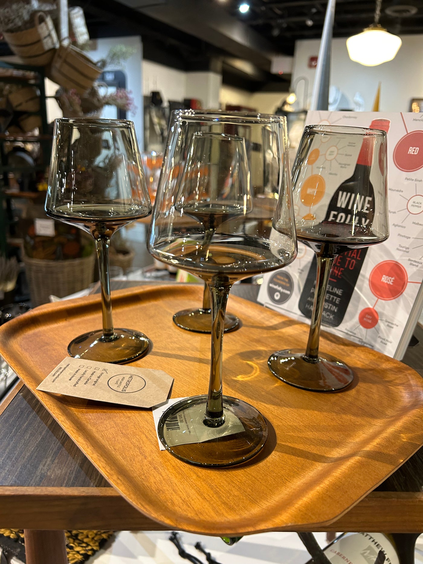 1960s High Style Scandinavian Smoky Wine Glasses - Set of 4