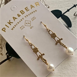 Pika and Bear | Freshwater Pearl and Filigree Drop Earrings