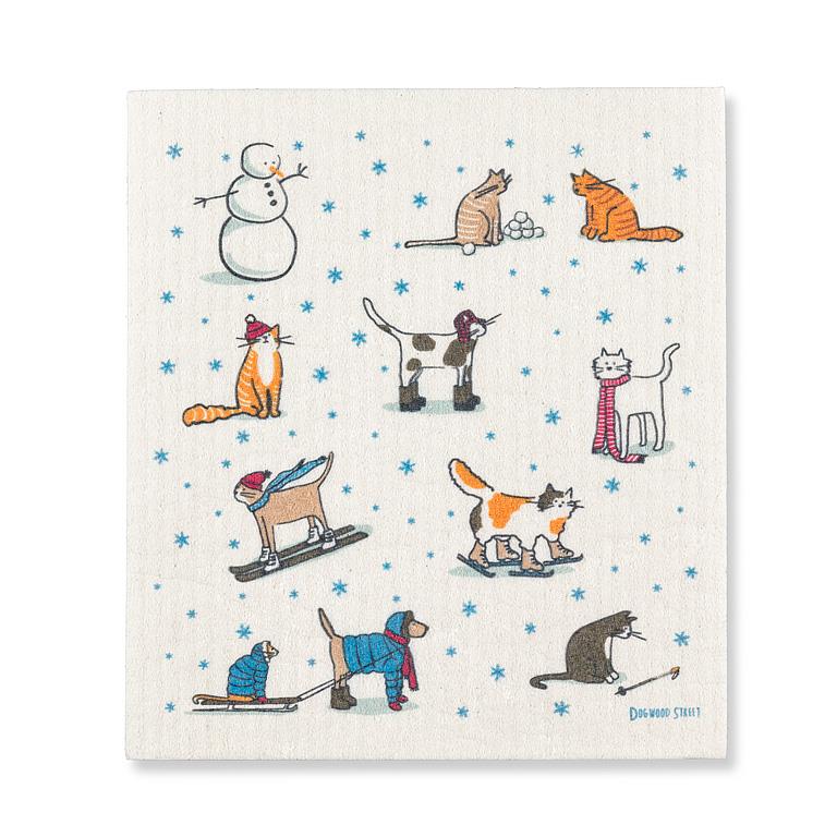 Abbott | Winter Sports Cats Swedish Dishcloth