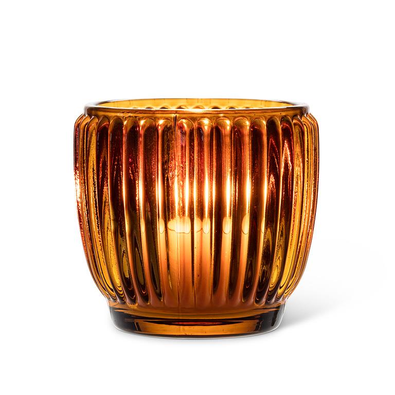 Abbott | Small Ribbed Votive - Amber