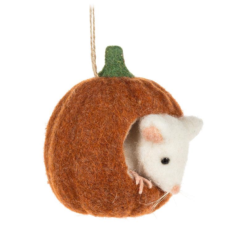 Abbott | Mouse in Small Pumpkin Ornament
