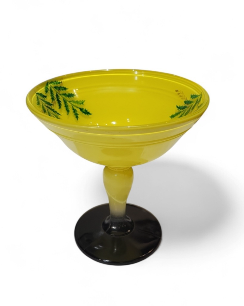 1920s Reverse Painted Glass Compote