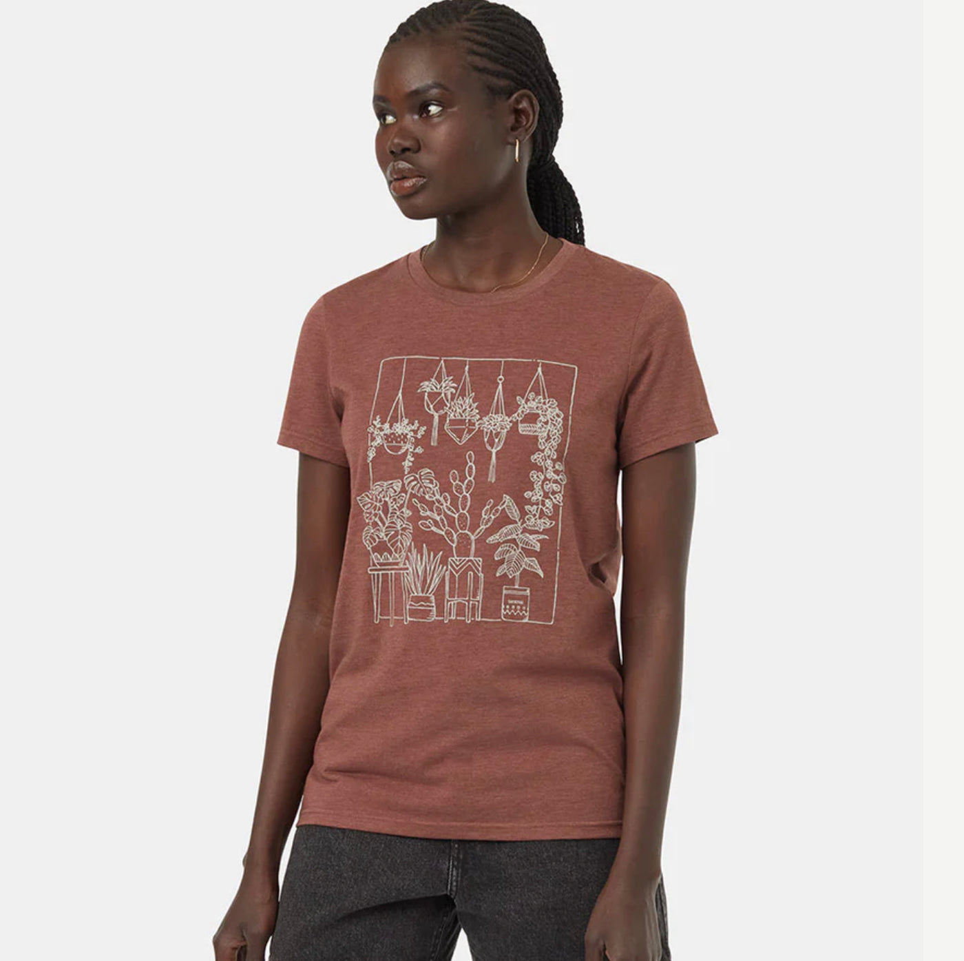 TenTree Plant Club T-Shirt | Red Heather/Silver Cloud Grey