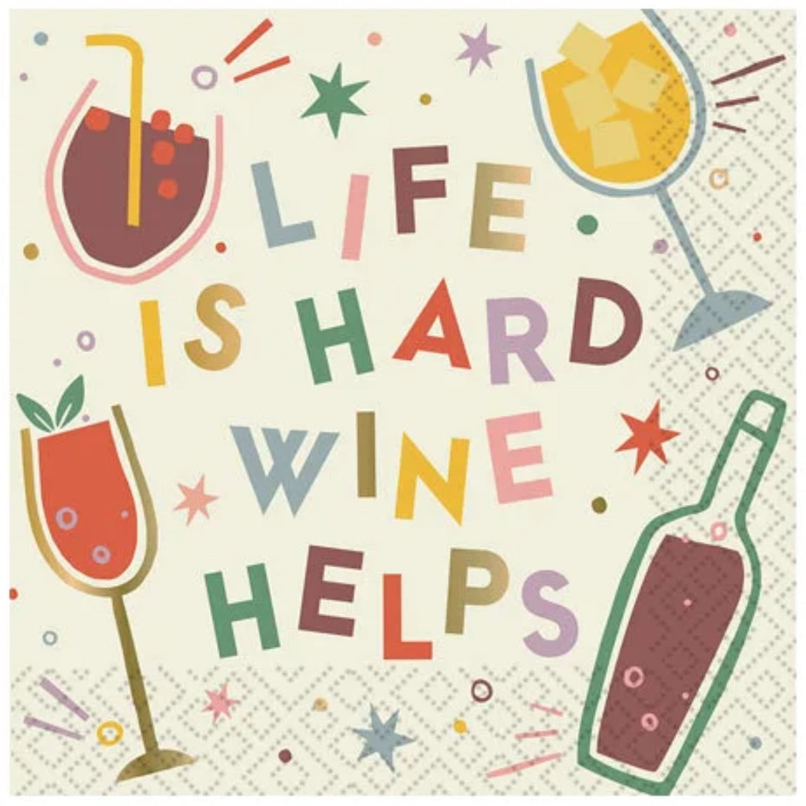 Old Country Design | Foil Quip Cocktail Napkins - Wine Helps
