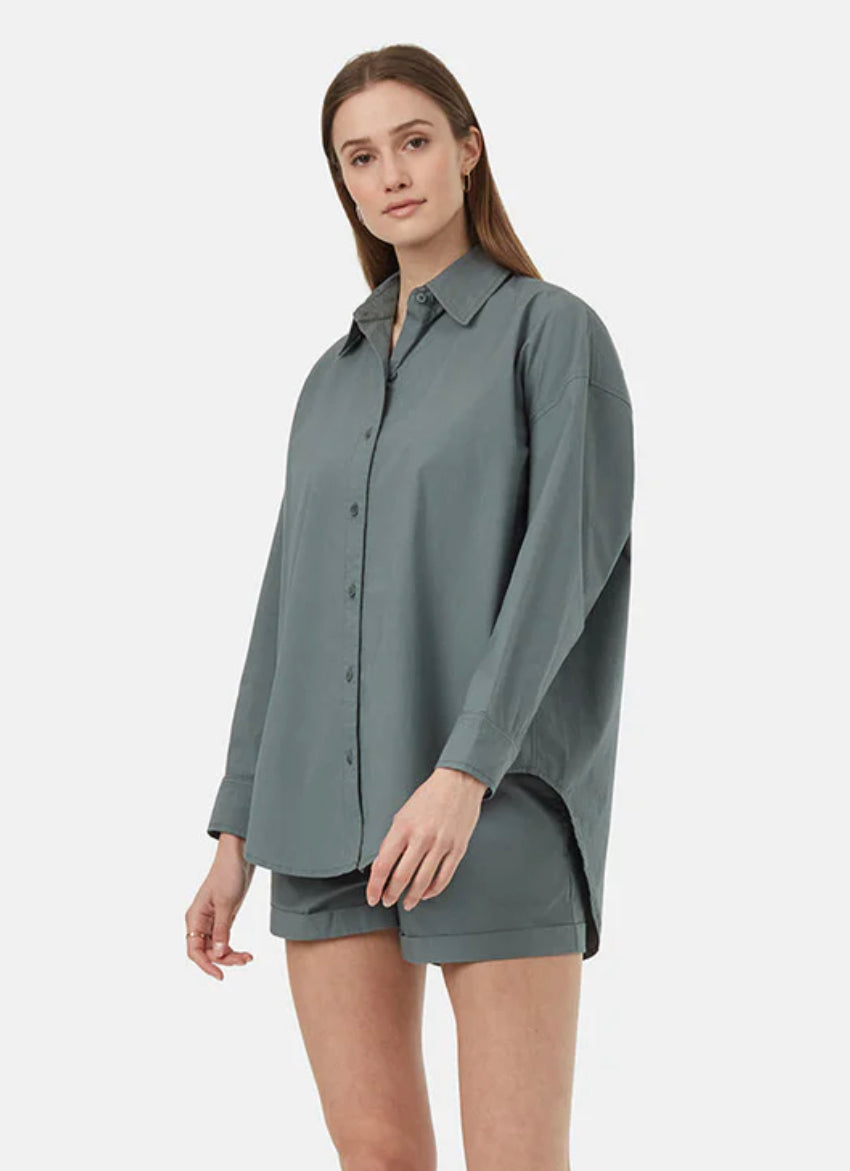 Tentree Women’s EcoStretch Cotton Oversized Shirt | Light Urban Green