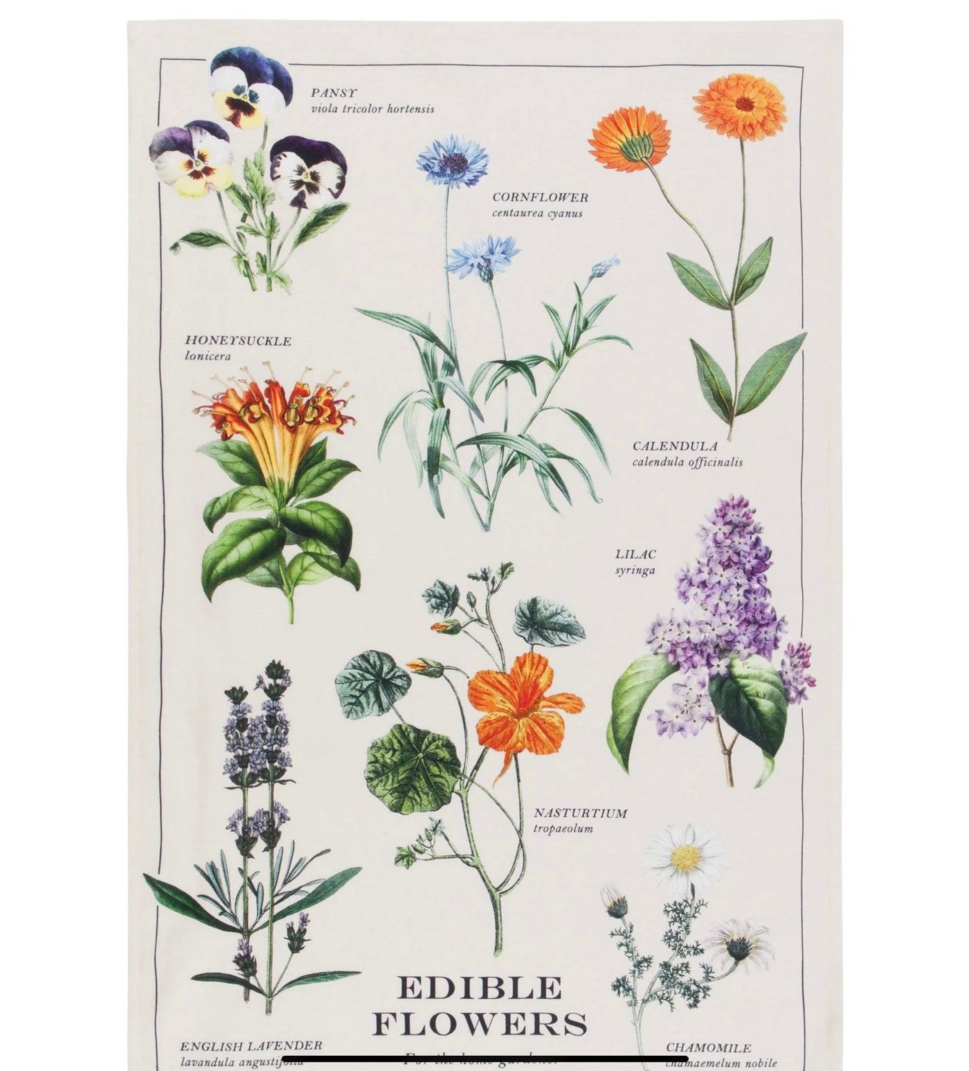 Edible Flowers Tea Towel