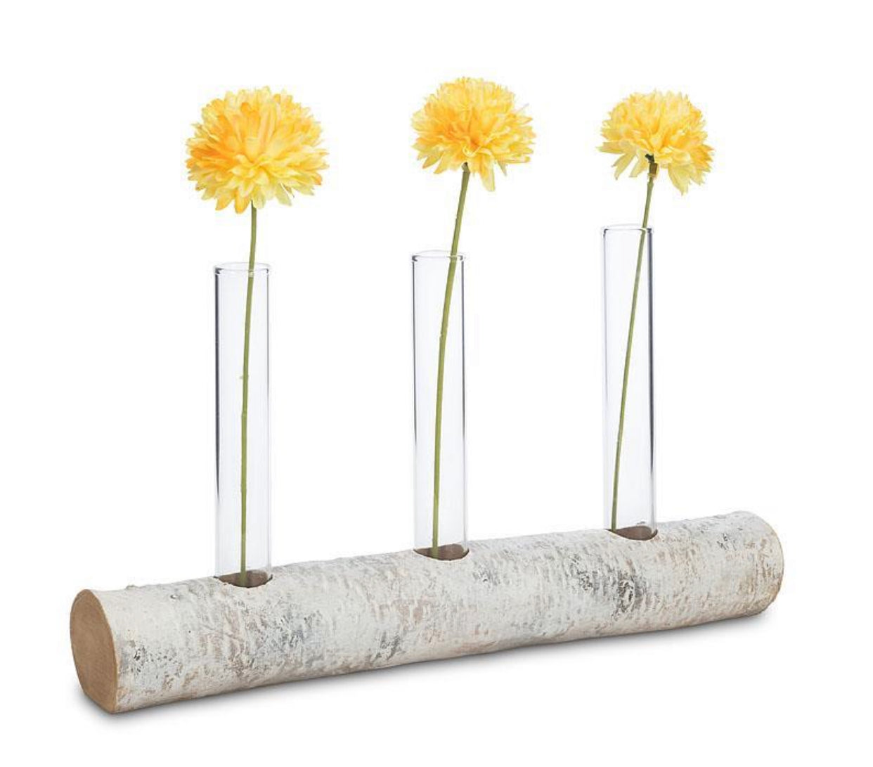 Birch Log with Triple Vase