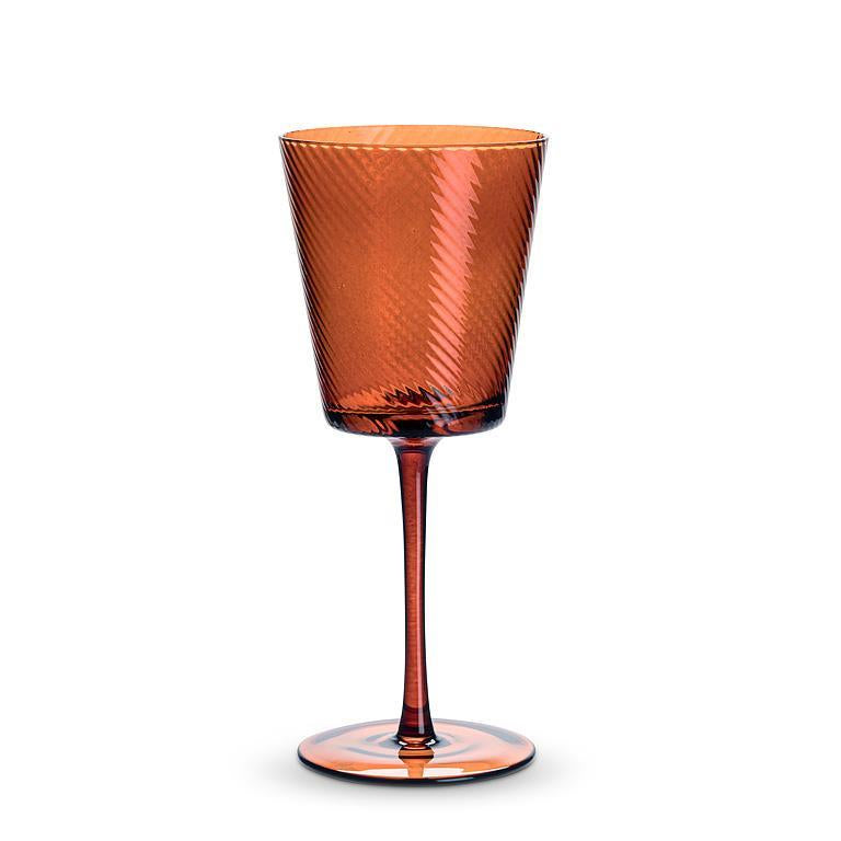 Abbott | Optic Swirl Wine Glass - Dark Amber