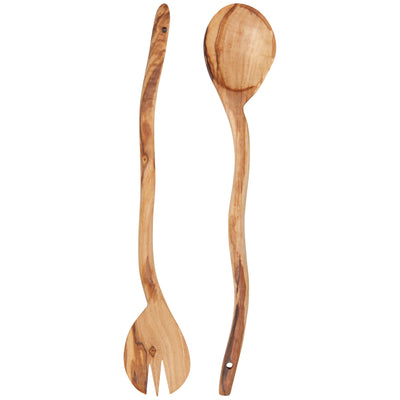 Danica | Olive Wood Wavy Salad Servers - Set of 2