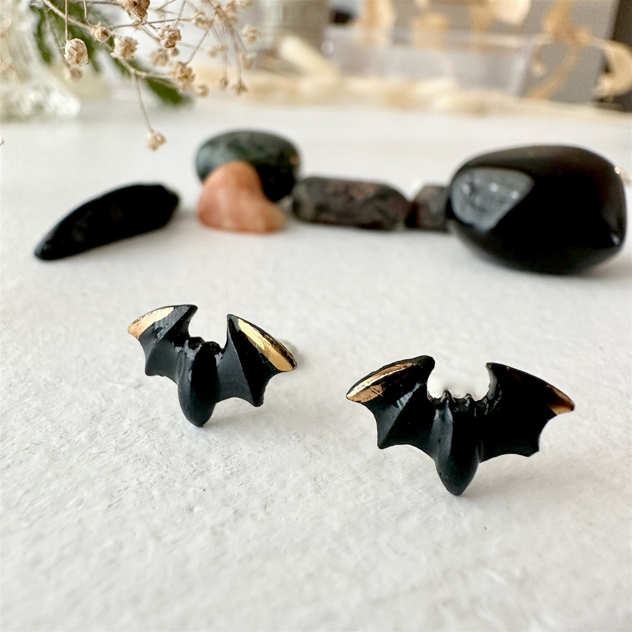 Pika and Bear | Lugosi Porcelain Bat Stud Earrings