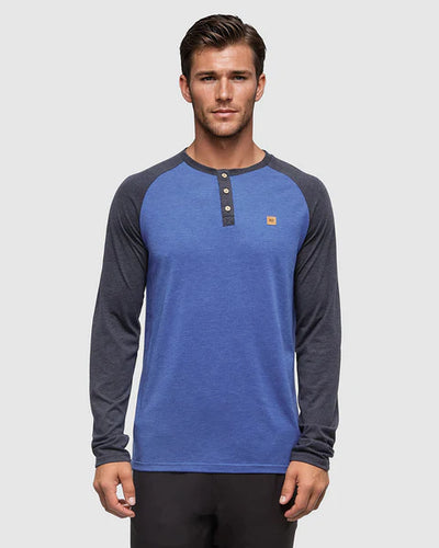 TenTree | M Baker Henley Longsleeve - Seaport Heather/Midnight Blue Heather