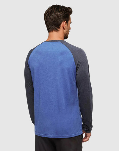 TenTree | M Baker Henley Longsleeve - Seaport Heather/Midnight Blue Heather