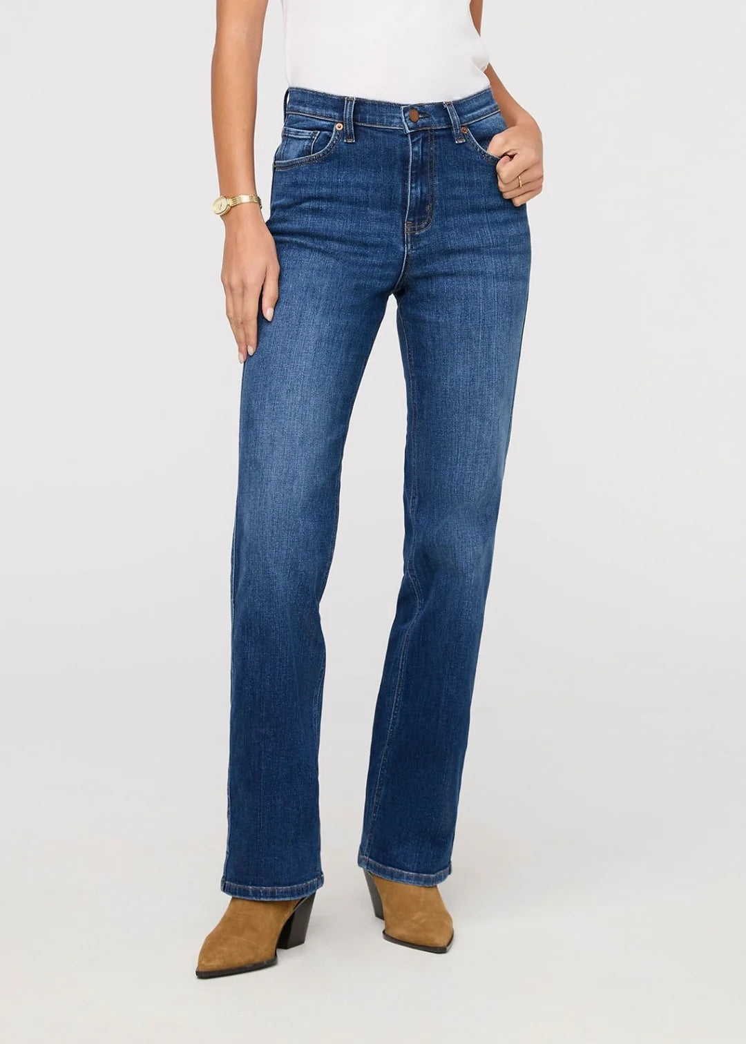 DU/ER | Performance Denim + High Rise Straight - Blue Maize