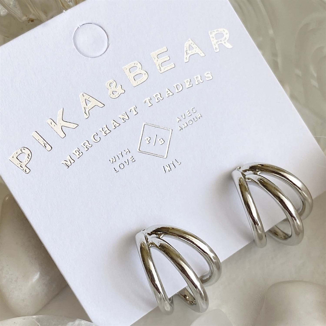 Pika and Bear | “Takon” Triple Ring Stud Hoop Earrings