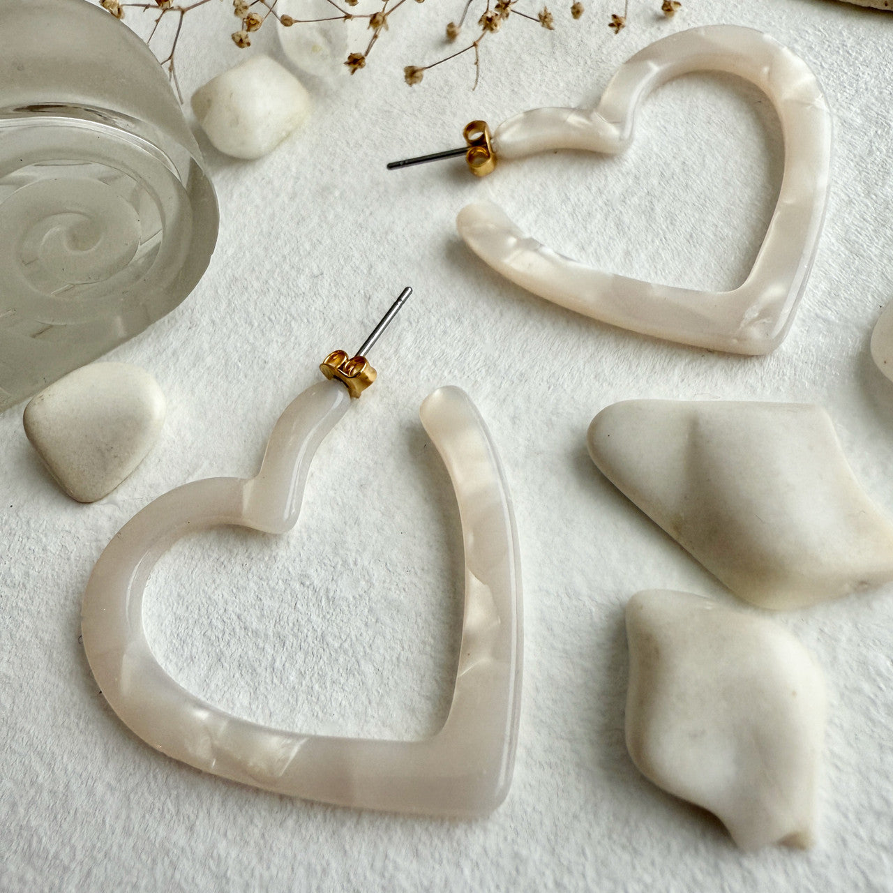 Pika and Bear | “Wilson” Acetate Heart Hoop Earrings
