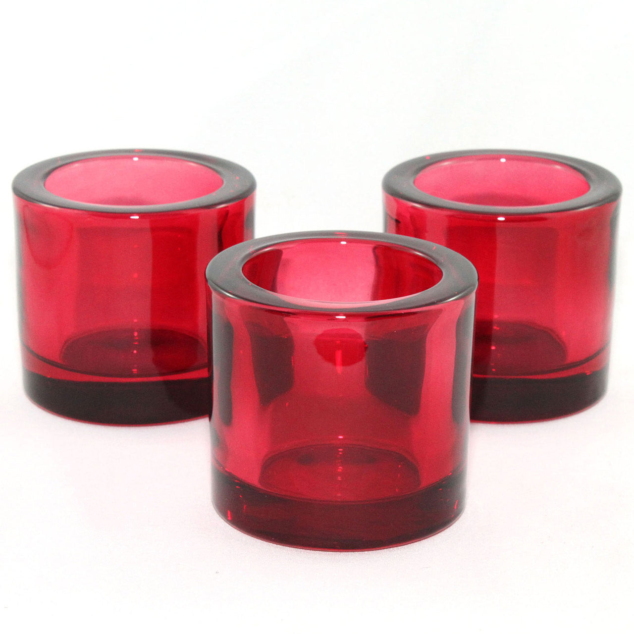 Old Country Design | Heavy Glass Candle Holder - Red
