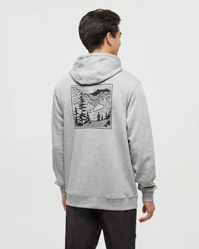 TenTree | Men’s Etched Mountain Hoodie - Harbour Grey Heather/Meteorite Black