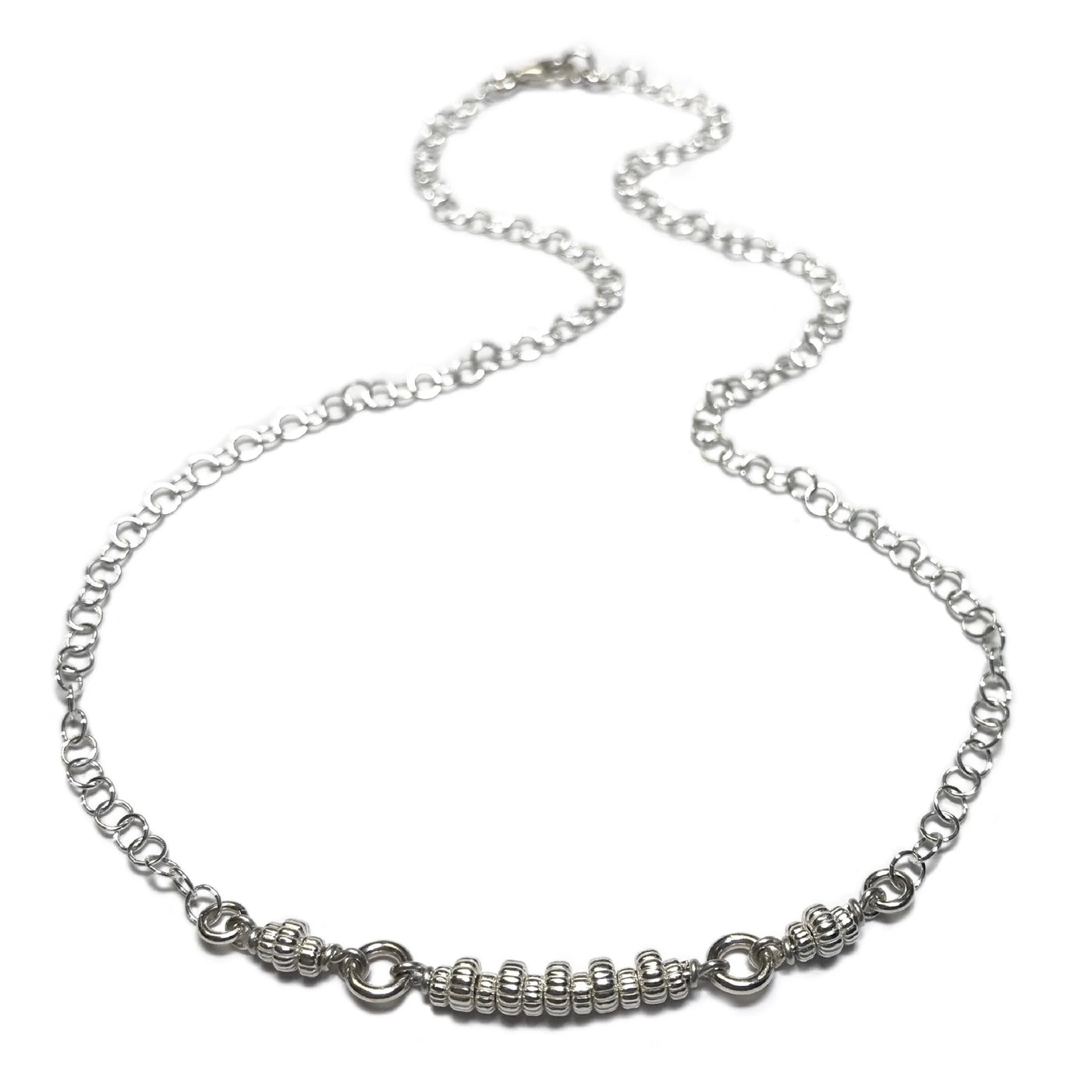 Matsu | 3 Sectional Ridged Rondelle Necklace 16” (N495)