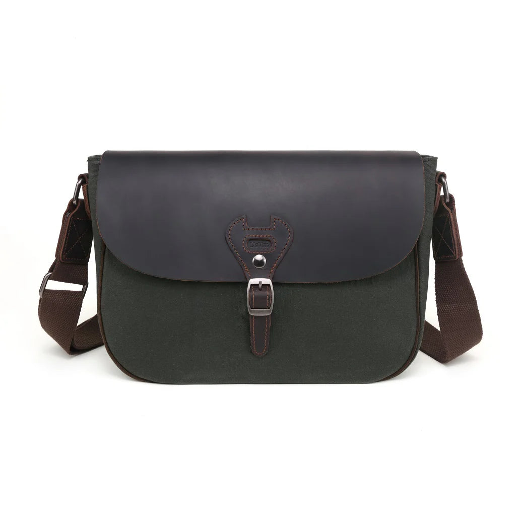 Davan | Helena Waxed Canvas Shoulder Bag with Leather Closure