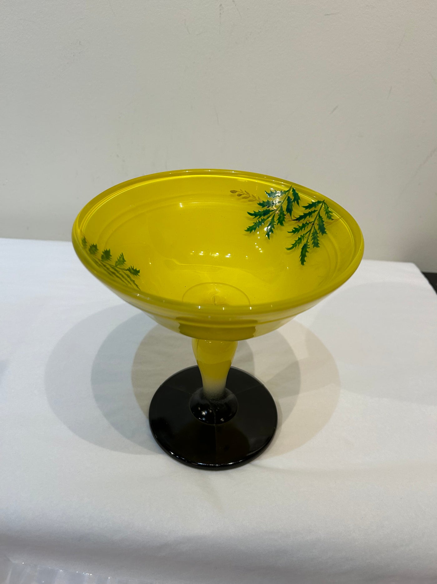 1920s Reverse Painted Glass Compote