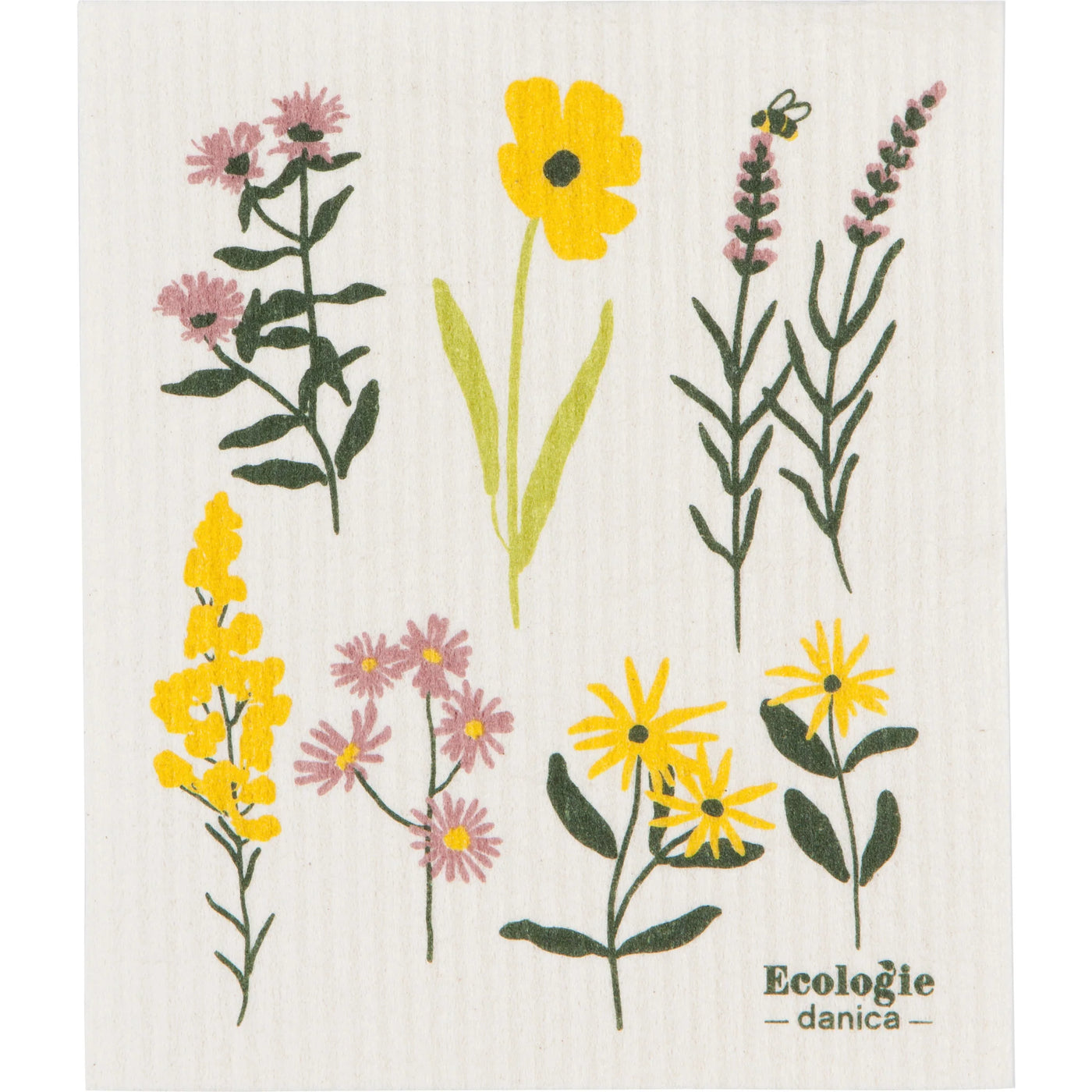 Flowers & Bees Swedish Dishcloth