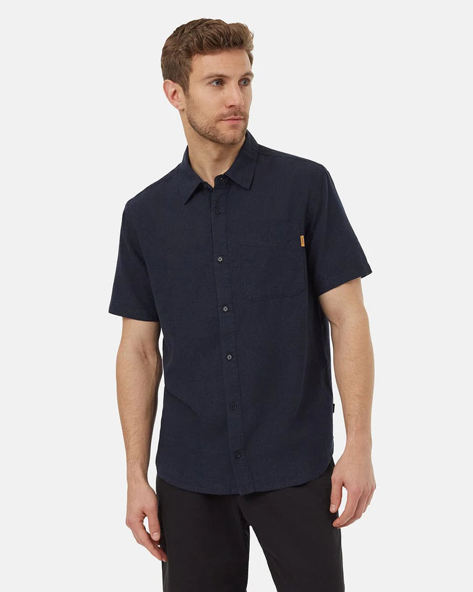 Tentree Hemp Button Front Short Sleeved Shirt | Midnight Blue