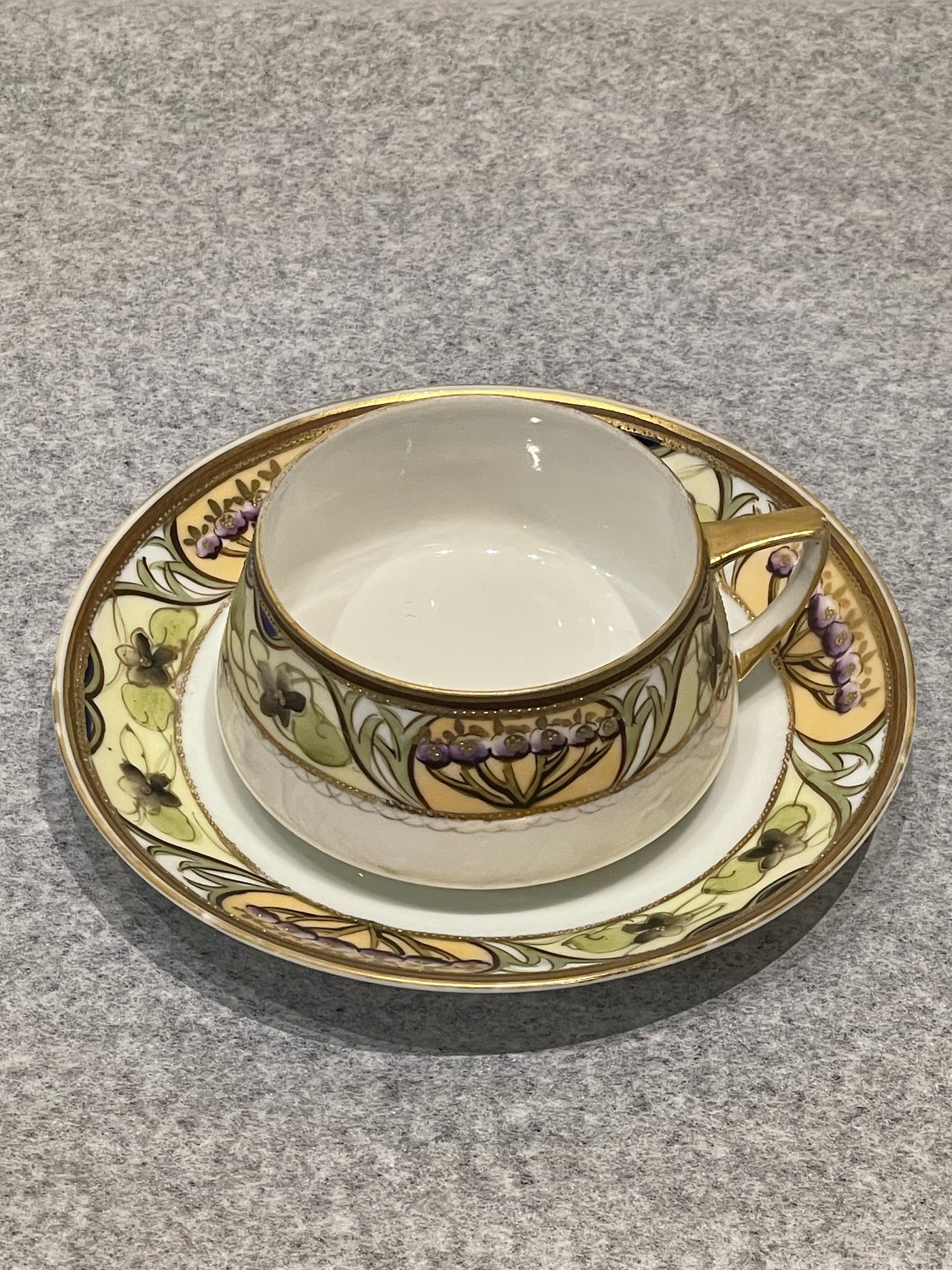 Antique Hand-Painted Nipon Cup + Saucer