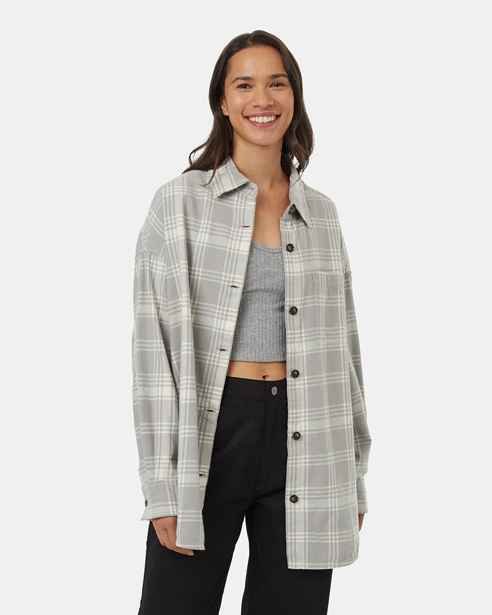 Tentree Women’s Fernwood Flannel Shirt | Grey/Window Plaid