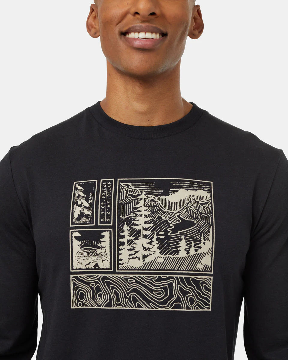 TenTree Topography Stamp Longsleeve | Meteorite Black / Pale Oak