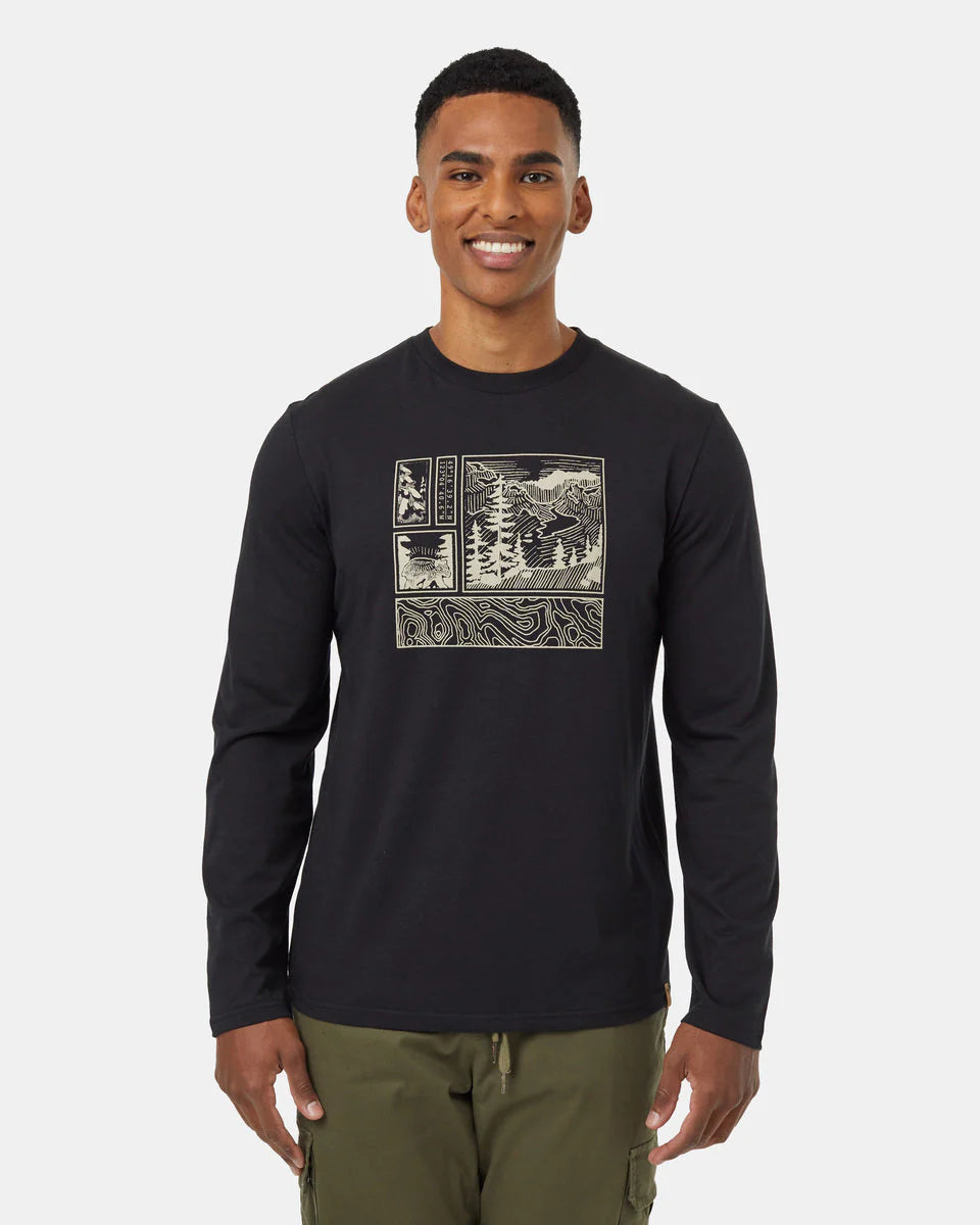 TenTree Topography Stamp Longsleeve | Meteorite Black / Pale Oak