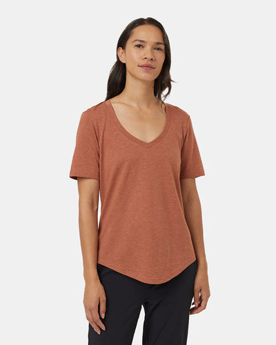 TenTree Women’s TreeBlend V-Neck T-Shirt | Clay Tile Heather