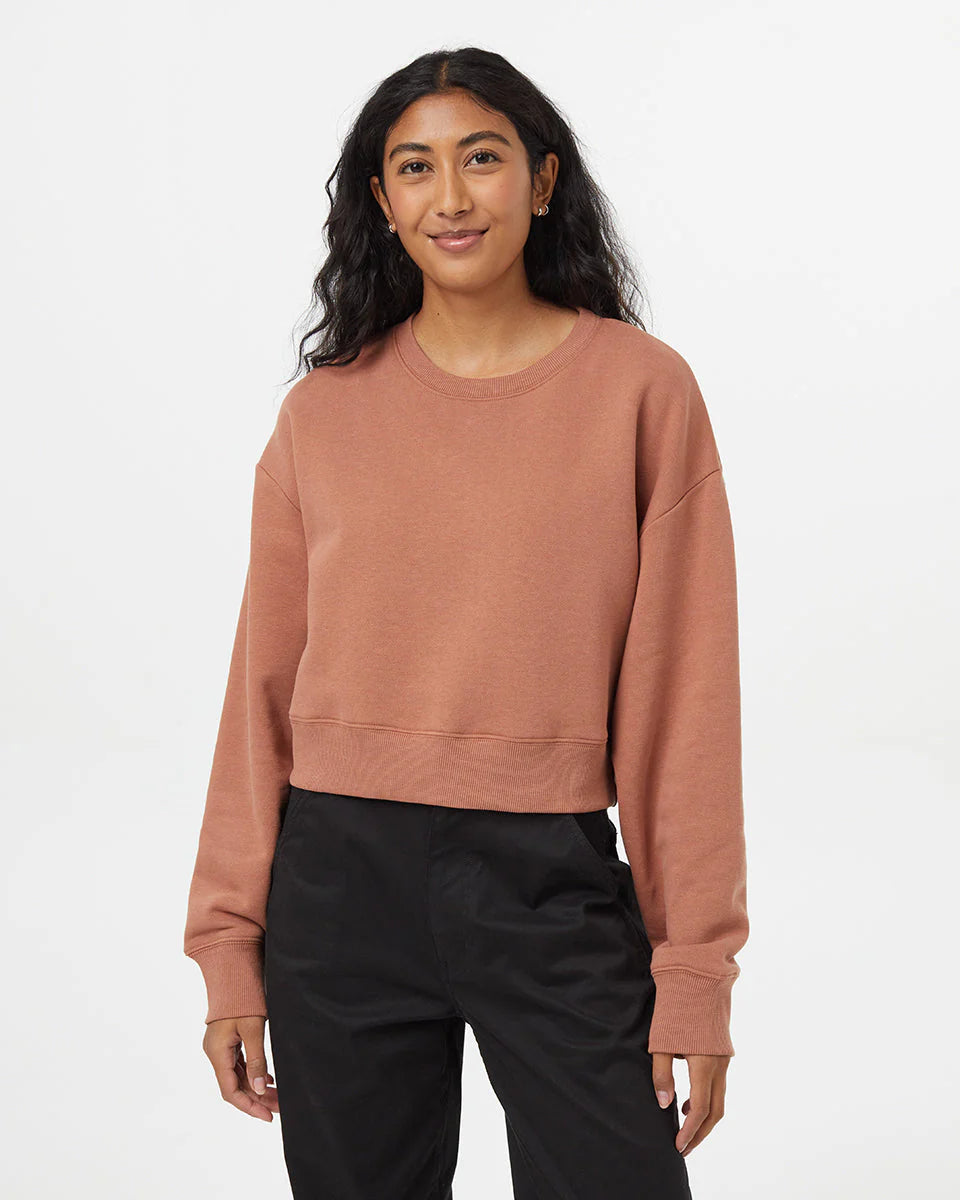 TenTree Women’s TreeFleece Oversized Cropped Crew | Clay Tile