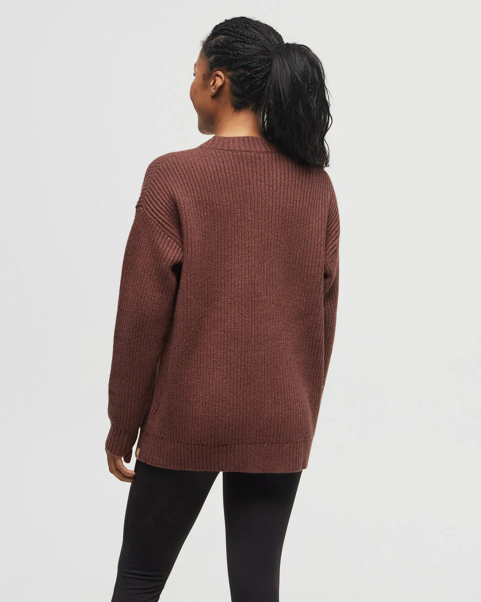 TenTree | Women’s Highline Oversized Button Cardigan - Deep Mahogany Heather