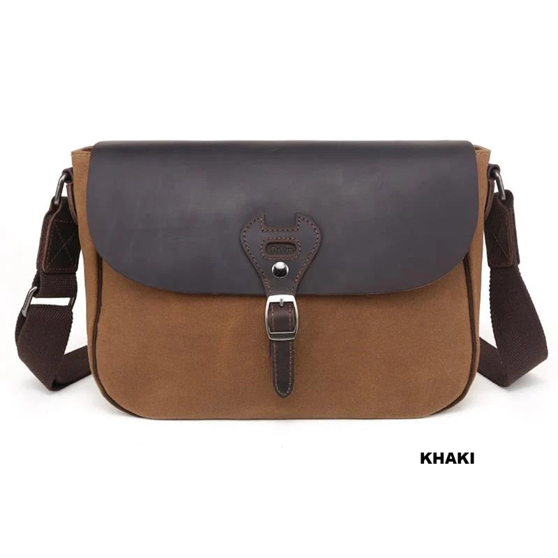 Davan | Waxed Canvas Shoulder Bag with Leather Closure