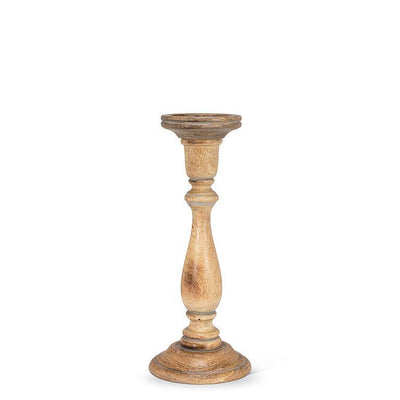 Abbott | Turned Pillar Candle Holder - Grey Wash