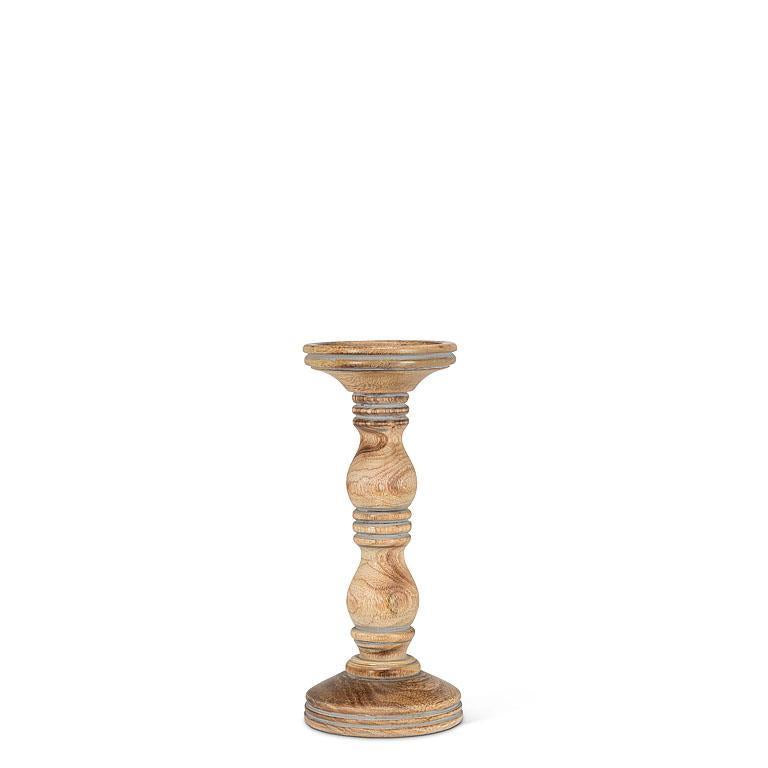 Abbott | Turned Pillar Candle Holder - Grey Wash