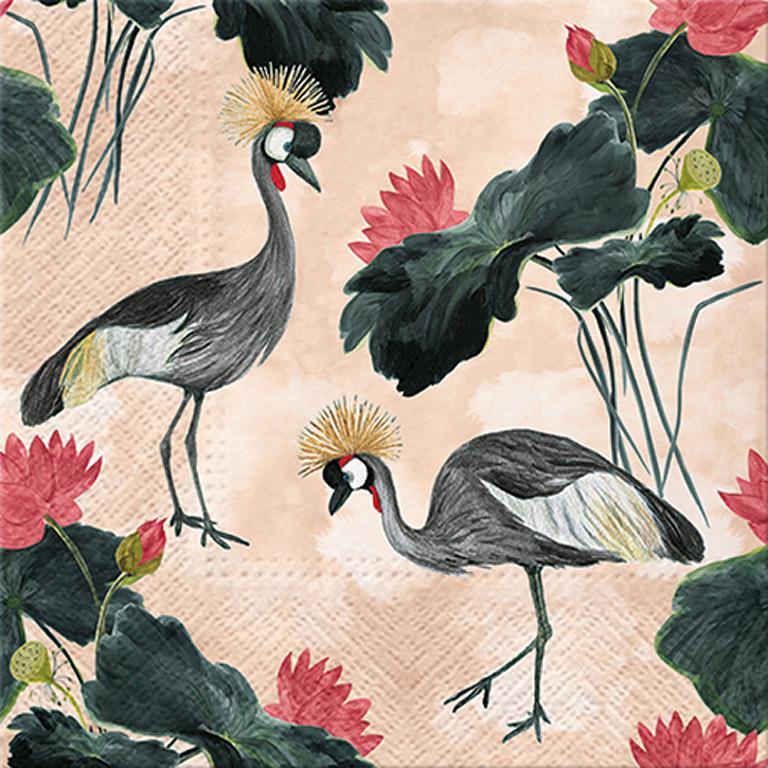 Abbott | Luncheon Napkins - Cranes & Water Lily