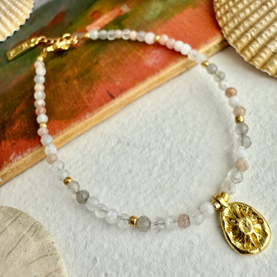Pika and Bear | Hanalei Natural Stone & Sun Charm Bracelet