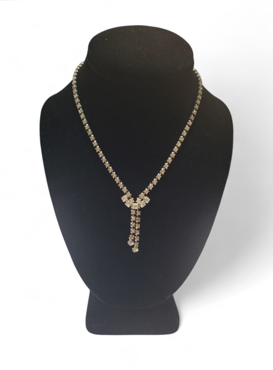 Vintage 1950s Clear Rhinestone Necklace