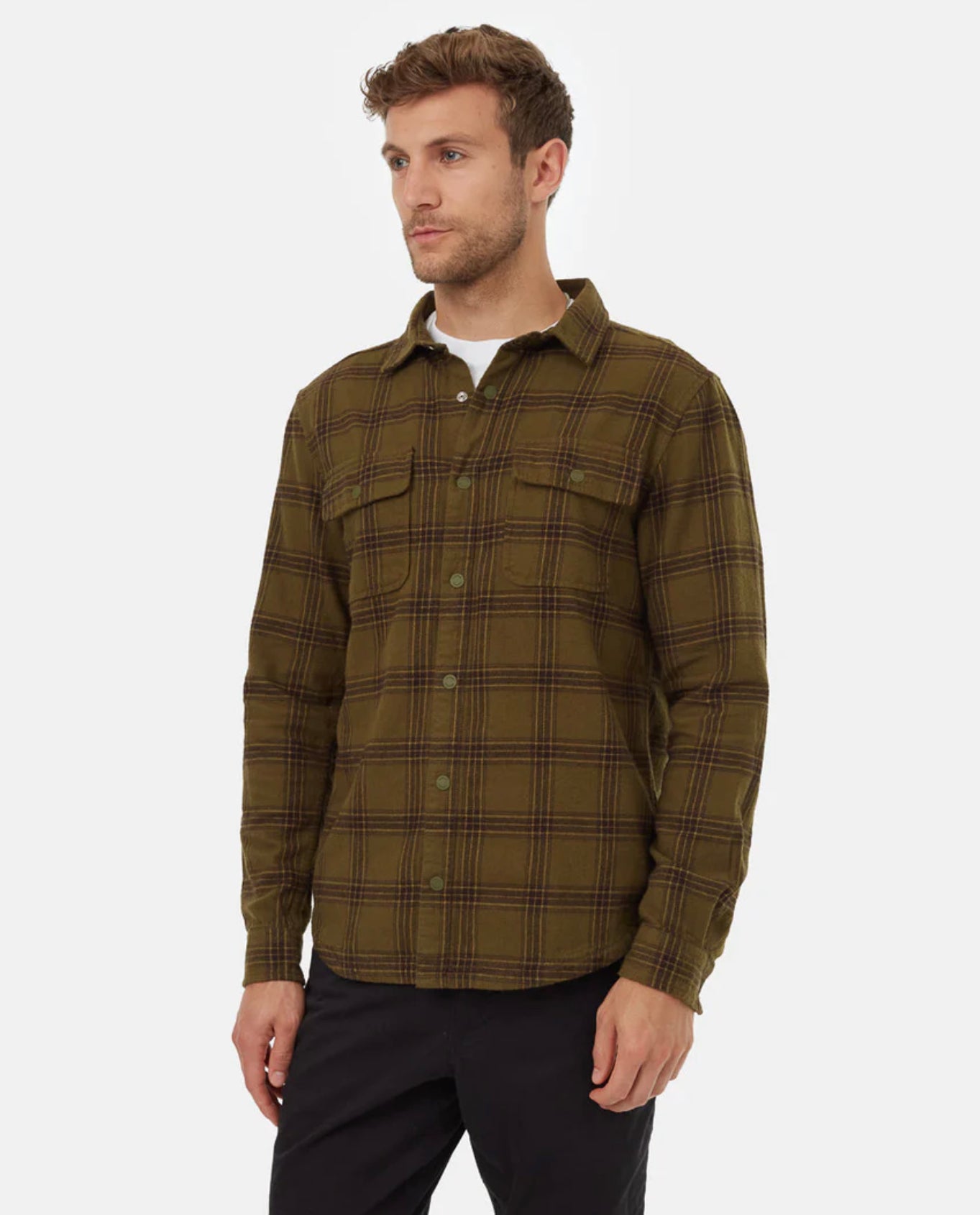 Tentree Kapok Flannel Colville Shirt | Oak/Olive