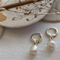 Ruth Freshwater Pearl Earrings in Gold