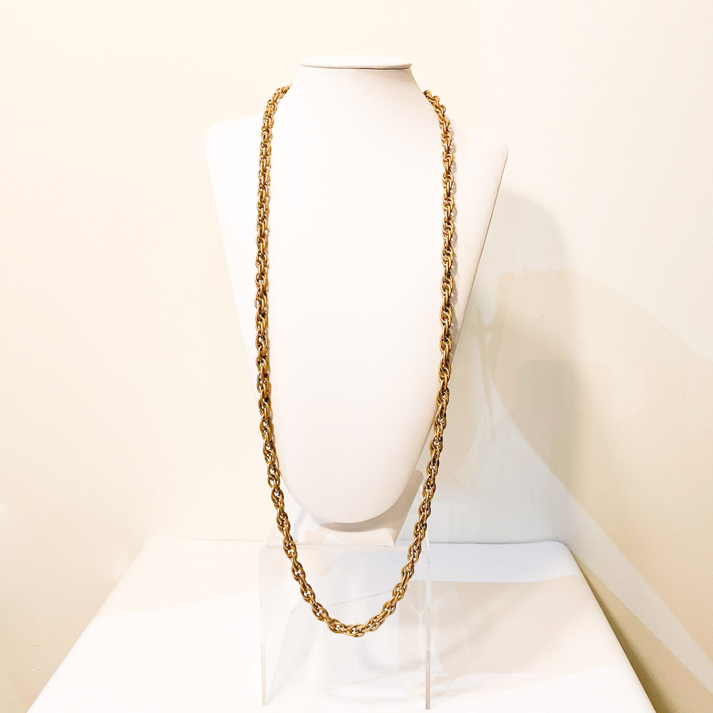 Vintage Miriam Haskell brass rope chain necklace