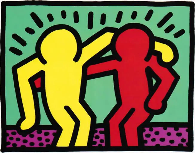 Keith Haring Print - Best Buddies 1989