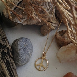 One Love Gold Filled Peace Sign Necklace